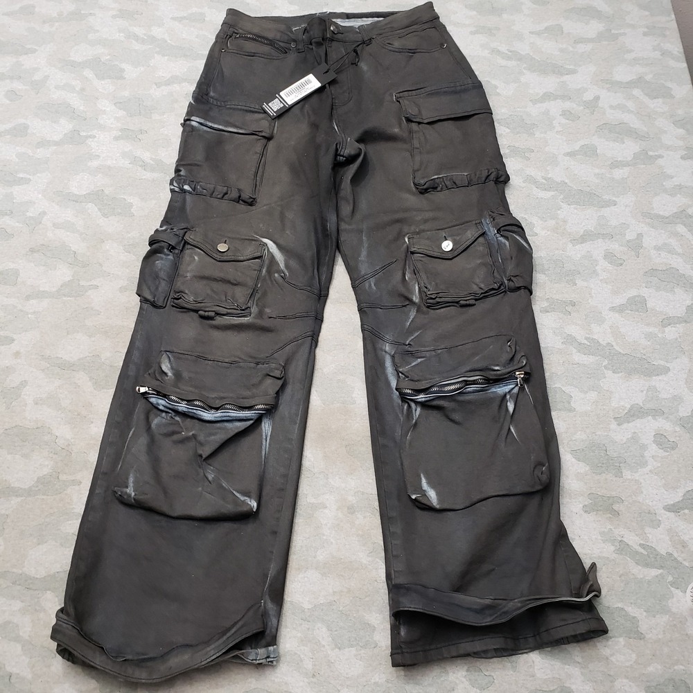 Rockstar Original Jeans Mens 34 Blue Baggy Grunge Skater Cargo Pockets NWT